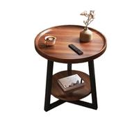Table d'appoint ronde avec plateau de bord, étagère de rangement à deux niveaux, table d'appoint multifonctionnelle pour salon chambre à coucher canapé d'angle canapé décoratif pour la maison (taille