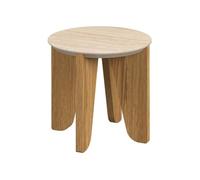 Toilinux Table d'appoint ronde LIMA – plateau effet travertin – Marron
