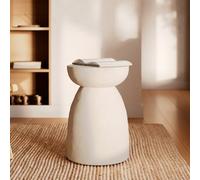 Table d'appoint ronde blanche en fibre d'argile effet béton d35 cm - capri