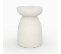 Table d'appoint ronde blanche en fibre d'argile effet béton D35 cm - Capri - Maison Pavane