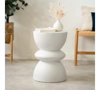 Table d'appoint ronde blanche en fibre d'argile effet béton d35 cm - maupiti