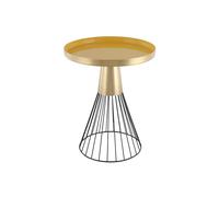 Table d'appoint ronde en acier laqué moutarde et doré D41 cm SPLEEN