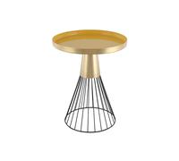 Table d'appoint ronde en acier laqué moutarde et doré D41 cm SPLEEN