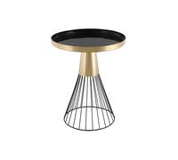 Table d'appoint ronde en acier laqué noir et doré D41 cm SPLEEN