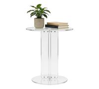 Table d'appoint ronde en acrylique jusqu'à 20 kg (transparent) | Épaisseur de la table : 8 mm pour salon, chambre à coucher, balcons, couloirs, appartements 50 x 35 x 45 cm