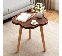 Table d'appoint ronde en forme de fleur, table basse créative moderne en bois massif pour petit espace, tables basses rondes de couleur noyer pour chambre à coucher, bureau, balcon, cour, noyer,