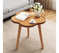 Table d'appoint ronde en forme de fleur, table basse créative moderne en bois massif pour petit espace, tables basses rondes de couleur noyer pour chambre à coucher, bureau, balcon, cour, noyer,