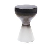 Table d'Appoint Ronde en Métal Noir et Blanc 30 cm Diamètre Style Moderne Tibito
