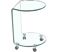 Table d'appoint ronde en verre - bout de canapé transparent vitré sur roulette - ambiance moderne - ICE