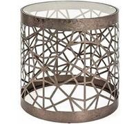 Table d'Appoint Ronde en Verre "Nila" 50cm Bronze Or G
