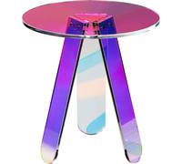 Table d'appoint ronde irisée, table d'appoint en acrylique, table basse en acrylique transparent arc-en-ciel pour boissons, aliments, collations, à utiliser dans le salon, la chambre à coucher et le b
