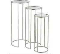 Table d'appoint ronde métal argenté Diza - Lot de 3 Gris G