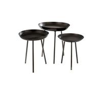 Table d'appoint ronde métal gris foncé mat Kolina - Lot de 3