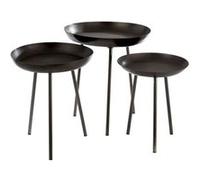Lot de 3 Tables d'Appoint Rondes Cario 50cm Gris