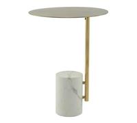 Paris Prix – Table d'appoint Rocio ronde 54 cm Blanc & Or
