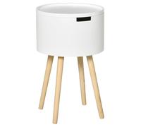 Table d'appoint ronde - Table de chevet - Plateau amovible de Ø38 cm - Hauteur 63 cm - Structure en bois - Pour salon et chambre - Blanche