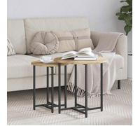 Table d'appoint ronde VidaXL chêne artisanal 50x50x50 cm - pieds métal
