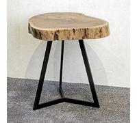 Table d'appoint rondelle de bois 45x45x50 cm en acacia et acier