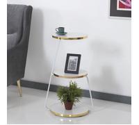 Table d'appoint Sipoo à 3 niveaux 74 x 46 x 37 cm blanc - doré [en.casa]