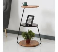Table d'appoint Sipoo à 3 niveaux 74 x 46 x 37 cm effet noyer - marbre noir - noir [en.casa]