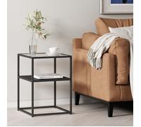 Table d'appoint Solund avec étagère acier verre trempé 55 x 40 x 40 cm noir mat