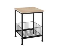 Table basse - TECTAKE - Table d'appoint GRIMSBY bois et acier avec panier au style industriel, 40 x 40 x 55,5 cm - Bois clair/Chêne