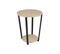 Table basse - TECTAKE - Table d'appoint ronde SWINDON style industriel, bois MDF et acier, Ø 50 x 62,5 cm - Bois clair/Chêne sonoma