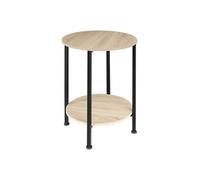 Table basse - TECTAKE - Table d'appoint ronde BALLINA style industriel, bois MDF et acier, Ø 45 x 64 cm - Bois clair/Chêne sonoma