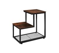 Table basse - TECTAKE - Table d'appoint HALIFAX au style industriel, en bois MDF et acier, 60,5 x 35,5 x 60,5 cm - Bois foncé