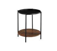 Table basse - TECTAKE - Table d'appoint ronde SUNDERLAND style industriel, en bois MDF avec 2 étages, Ø 45,5 x 54,5 cm - Bois foncé
