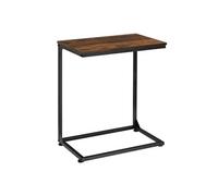 Table basse - TECTAKE - Table d'appoint CARDIFF au style industriel forme de C, en bois MDF et acier, 55,5 x 35 x 67 cm - Bois foncé