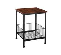 Table basse - TECTAKE - Table d'appoint GRIMSBY en bois et acier avec panier au style industriel, 40 x 40 x 55,5 cm - Bois foncé