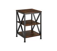 Table basse - TECTAKE - Table d'appoint NOTTINGHAM au style industriel, en bois MDF et acier, 40,5 x 40,5 x 60,5 cm - Bois foncé