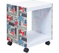 Table d'appoint sur Roulettes Motif Drapeaux - ISLA - ALTOBUY Blanc G