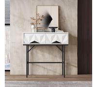 Table d'appoint – Système de rangement 3D géométrique – Console d'entrée – Table murale – Table de rangement – Console – Blanche avec pieds noirs