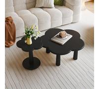 Table d'appoint, table basse de forme irrégulière, design imbriqué pour salon et chambre à coucher, plateau en forme de fleur pour petits espaces