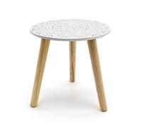 Table d'appoint Table basse décorative en bois Tabouret de fleurs - Blanc/naturel avec décoration - 30 x 30 cm