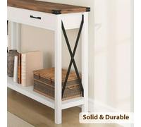 Table d'appoint - Table console - Table d'entrée - Table murale - Petite table - Blanche - 102x30x79 cm - 2 tiroirs avec espace de rangement