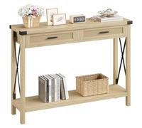 Table d'appoint - Table console - Table d'entrée - Table murale - Petite table d'appoint - Design compact : 118 x 78 x 37 cm - Bois dur et rotin