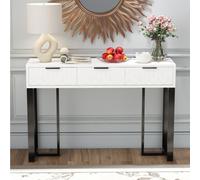 Table d'appoint - Table console - Table d'entrée - Table murale - Petite table - Design moderne blanc - Structure métallique avec tiroirs