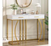 Table d'appoint - Table console - Table murale - Table d'entrée - Petite table - Design moderne - Avec 2 tiroirs - Structure métallique