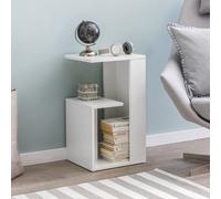 FineBuy Table d'appoint 35x30x61 cm Bois Blanche | petit table basse angulaire, surface résistante aux rayures et hydrofuge, bout de canapé avec étagère pour magazines