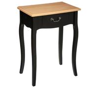 Atmosphera - Table de Chevet Chrysa - Noir et Bois, L 47 x H 66 cm, 1 Tiroir, Pieds Galbés - pour Chambre, Salon, Meuble d'Appoint