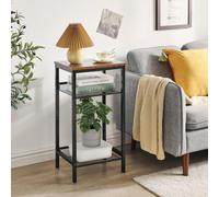 Table d'appoint table de chevet avec des étagères grille réglable de style industriel - salon chambre rustique brun noir HST005H