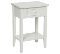 Table d'appoint Table de chevet en bois blanc 1 tiroir H 67 cm - Atmosphera