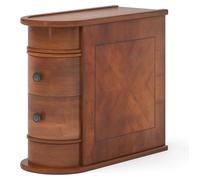Table d'appoint / table de chevet - Petite table rectangulaire en bois avec tiroir - À roulettes - Avec espace de rangement - 60 x 60 x 27,5 cm - Marron