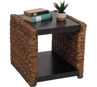 Mendler Table d'appoint chevet Lucca rotin kubu lianes de bananier Marron