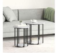 Table d'appoint - table de complement - gueridon Vidaxl Ensemble de tables d'appoint avec étagère 2 pcs Gris