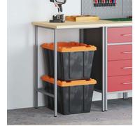vidaXL Table d'angle grise 55 x 55 x 85 cm Acier et bois de haute qualité
