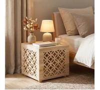 Homestyle4u Tabouret de Chevet en Bois Naturel Cube Étagère Multicolore